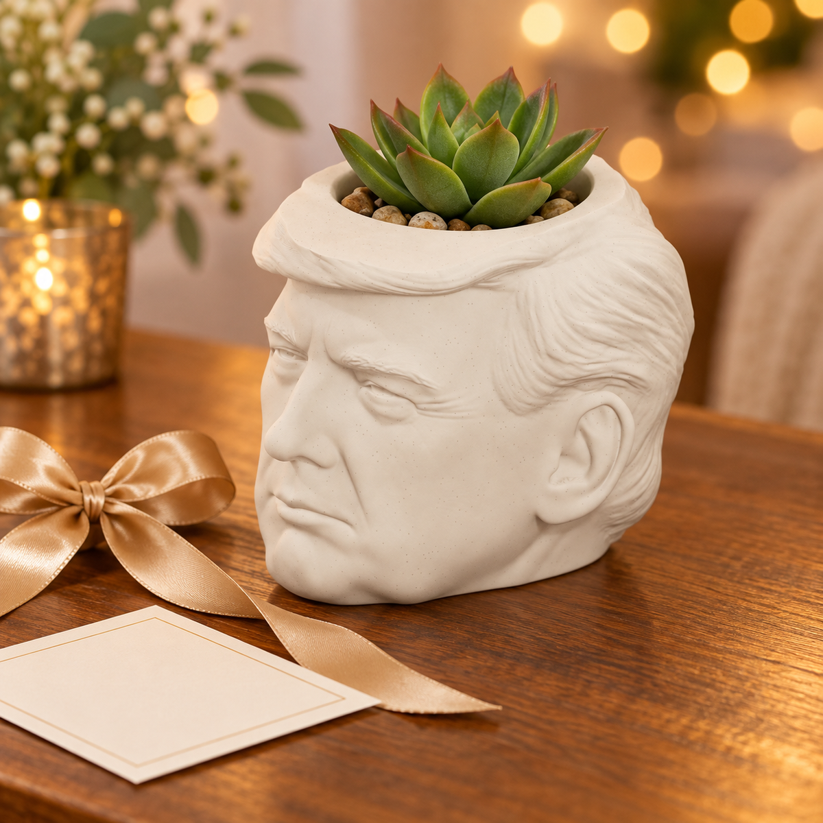 Donald Trump Head Planter gift presentation