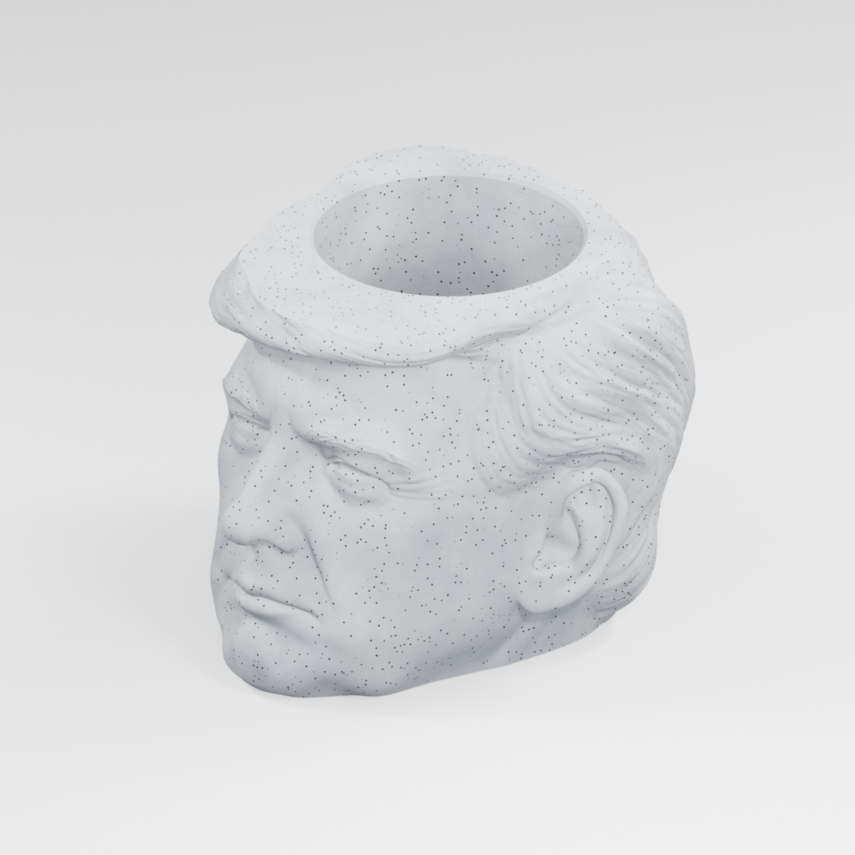 Donald Trump Head Planter in Marble White