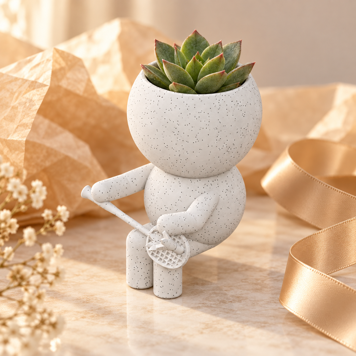 Rally Moss badminton planter presented as a gift