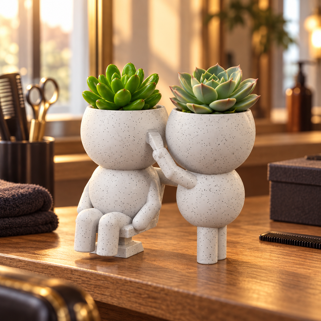 Buzz and Trim's Fresh Cut: Barber Planter gift presentation