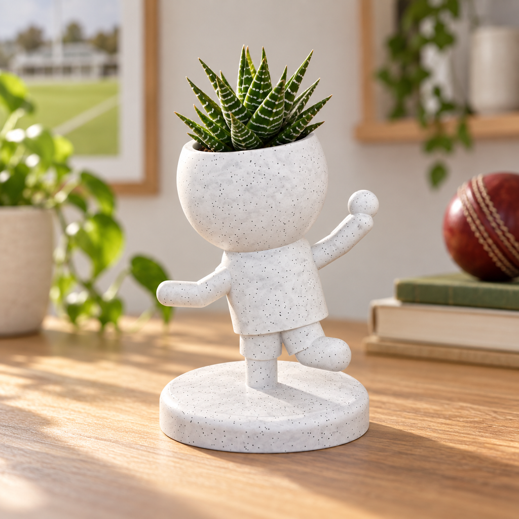 Spin Sprout Makes the Play | Cricket Bowler Planter hero lifestyle view