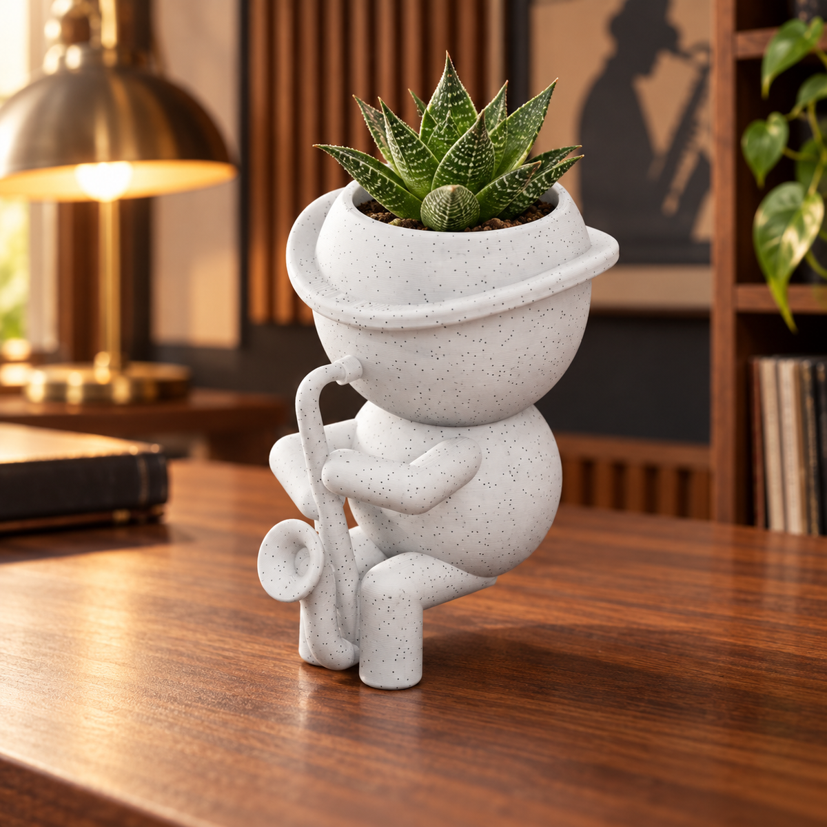 Saxby Sprout's Garden Groove: Saxophone Player Planter hero lifestyle view