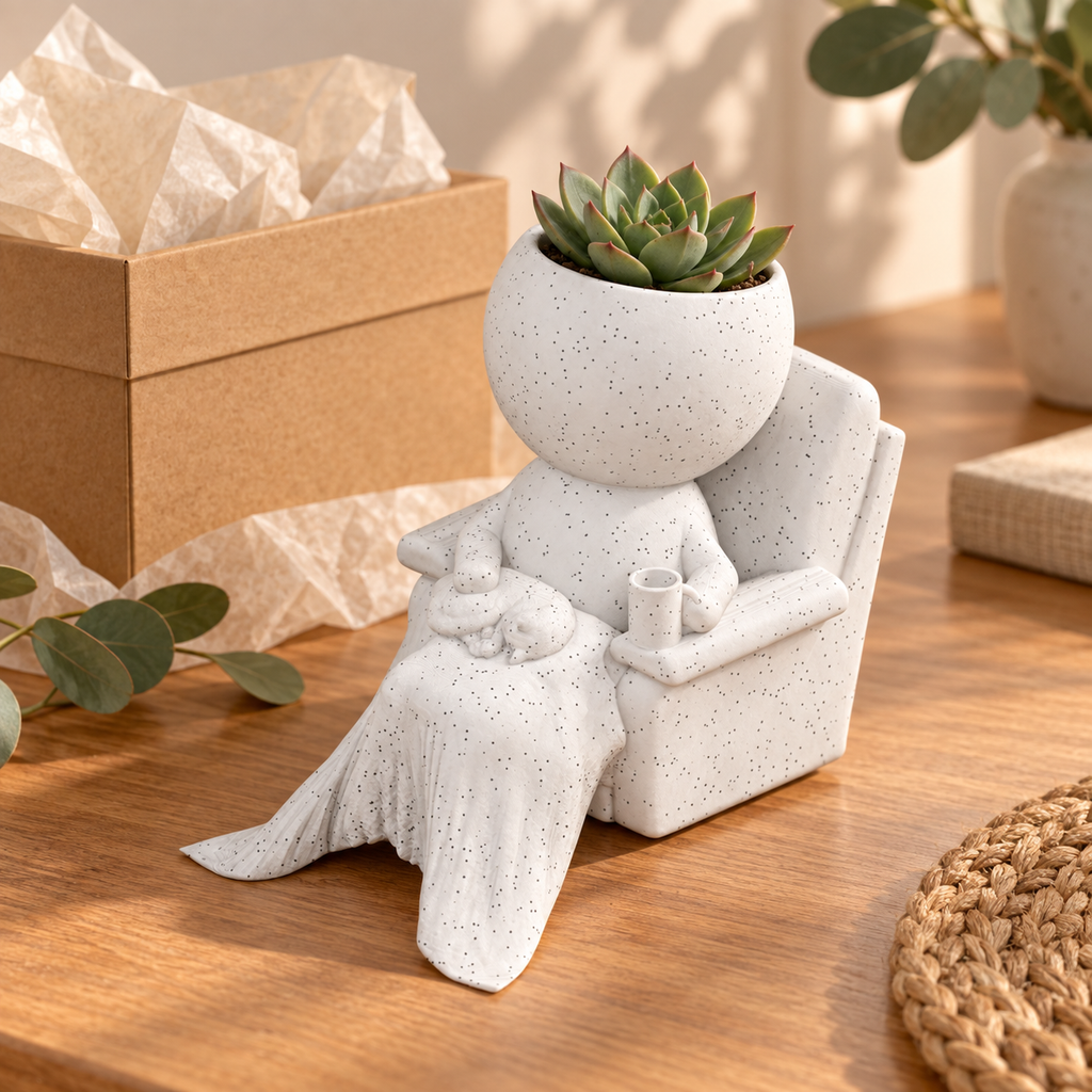 Purrl Moss cat lover planter gift presentation image