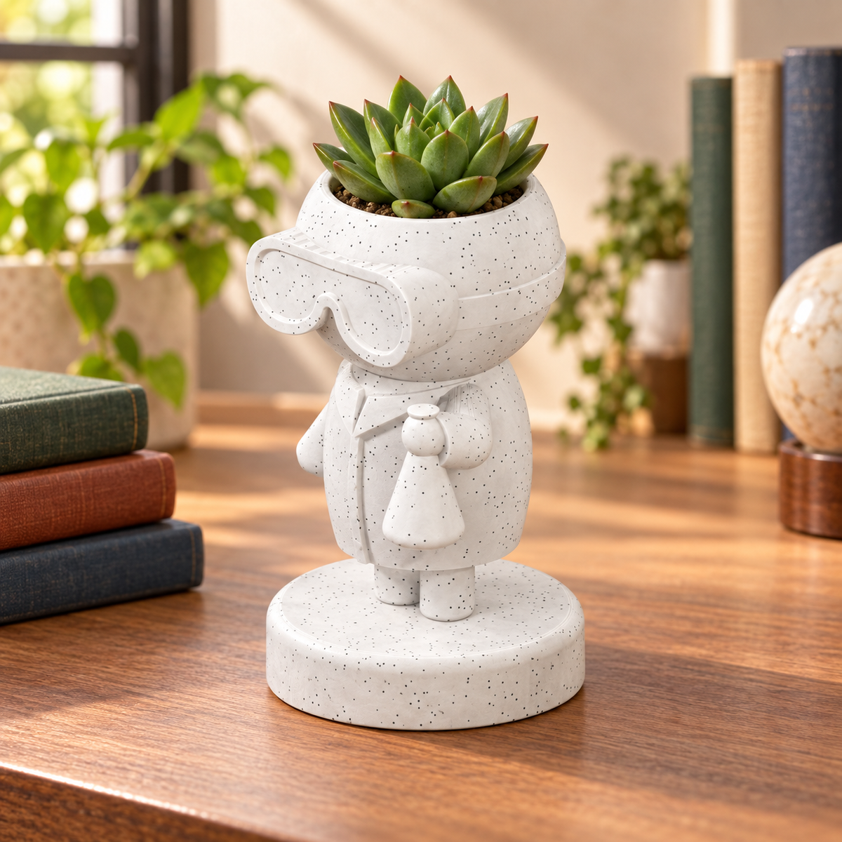 Beaker Moss chemistry scientist planter hero lifestyle image