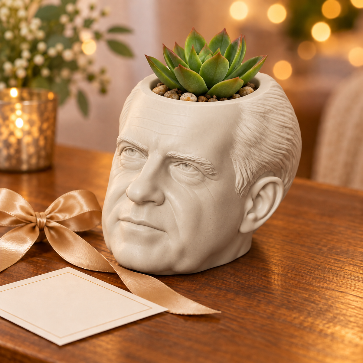 Richard Nixon Head Planter gift presentation