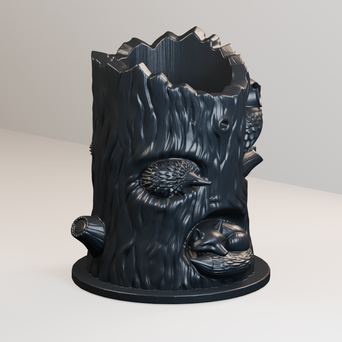 Woodland Hollow Planter in Charcoal Black finish