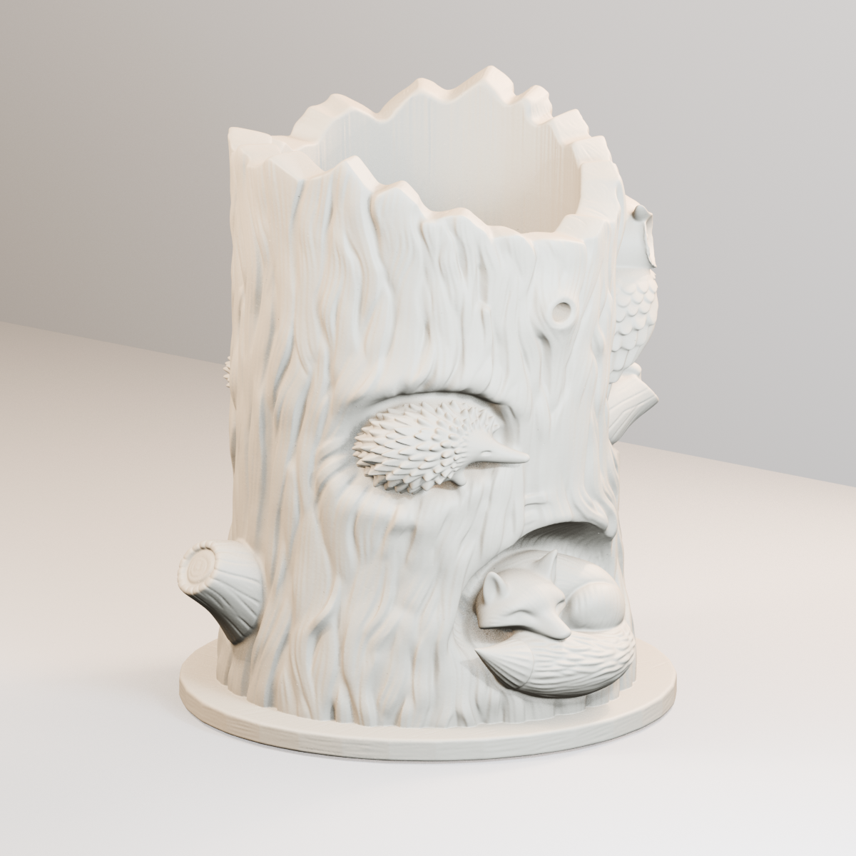 Woodland Hollow Planter in Ivory White finish