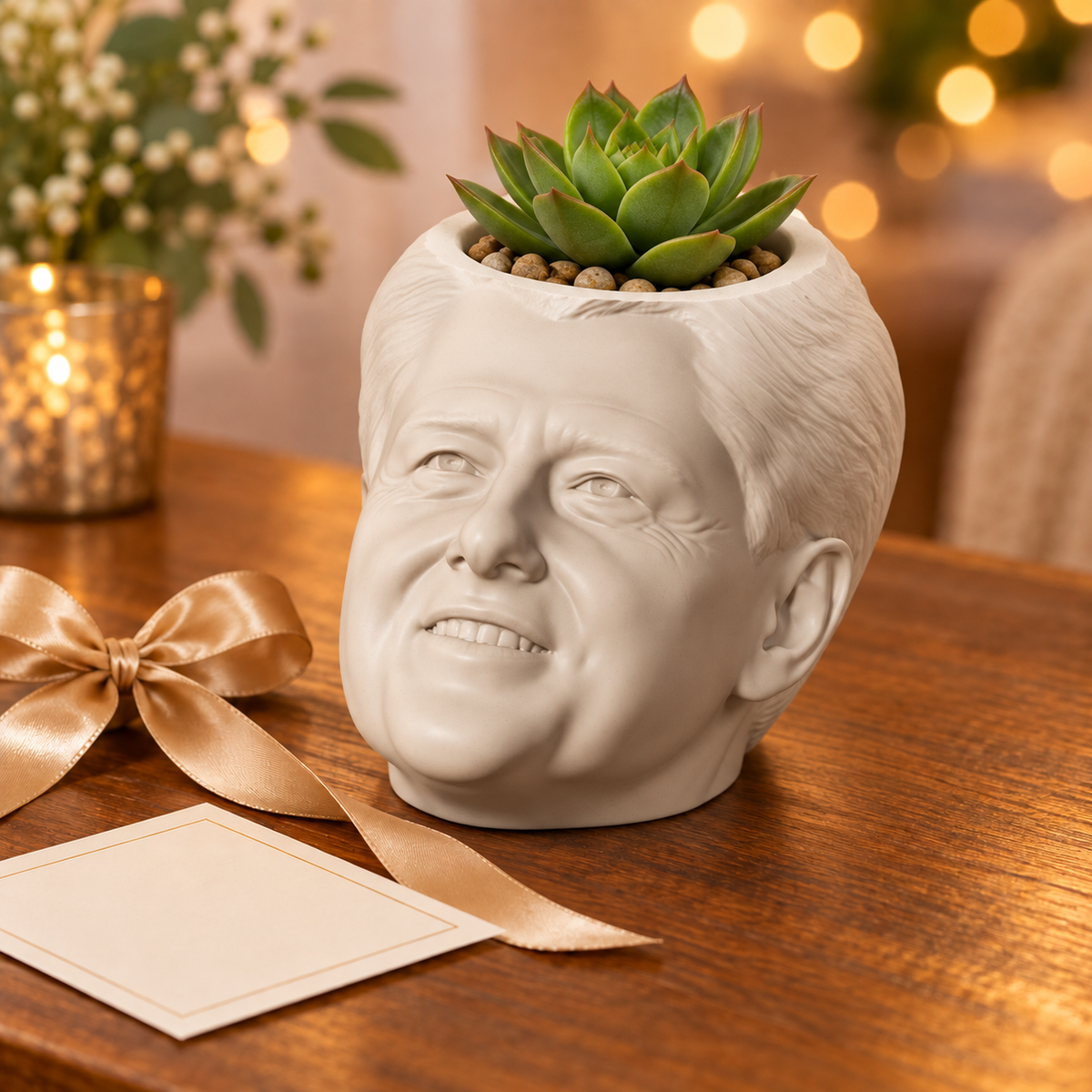 Bill Clinton Head Planter gift presentation