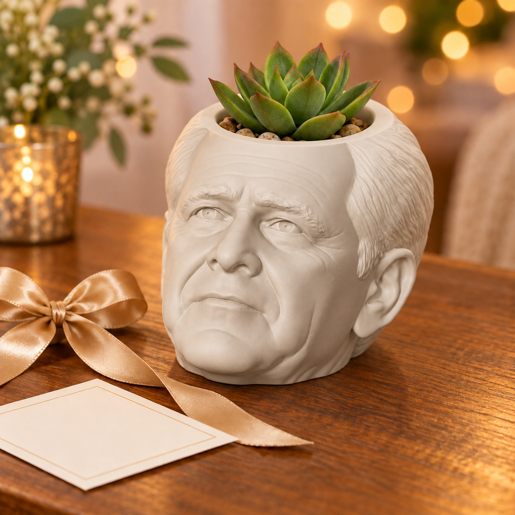 George W. Bush Head Planter gift presentation