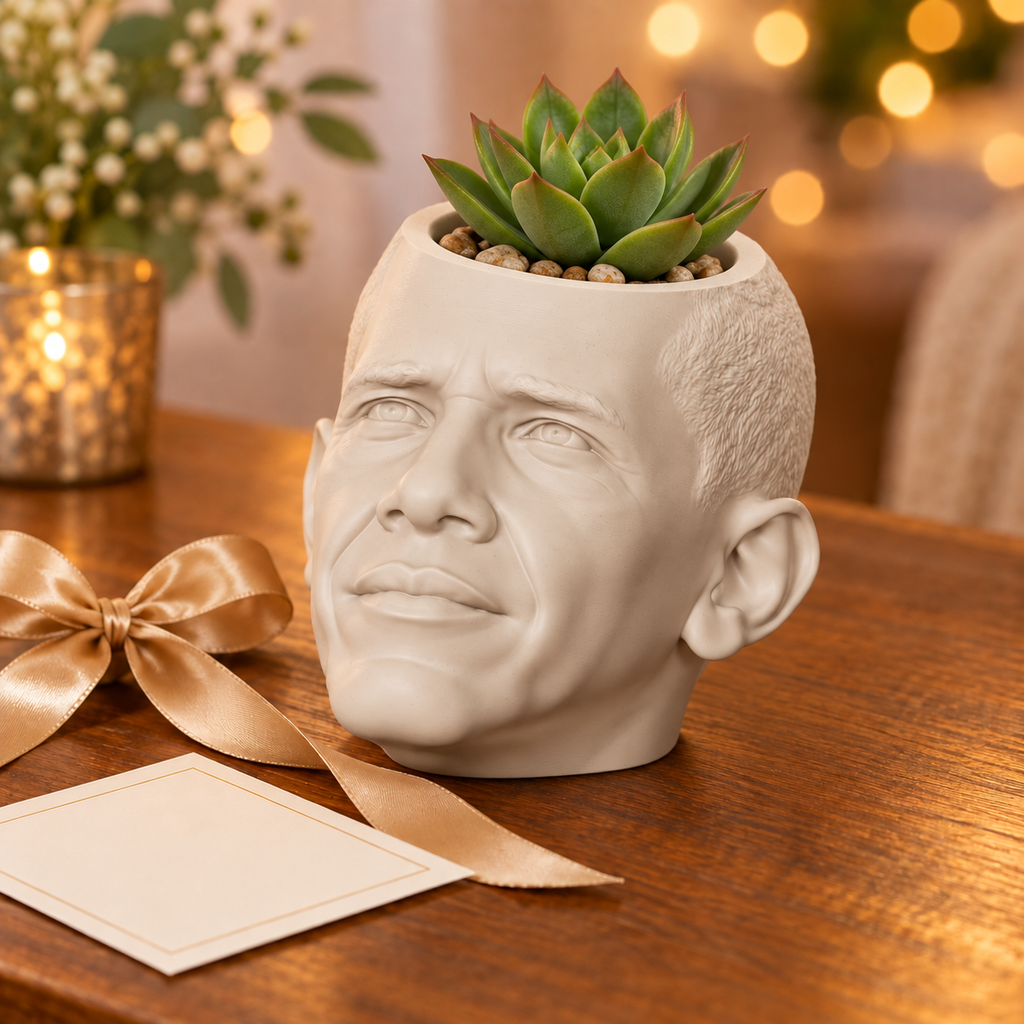 Barack Obama Head Planter gift presentation