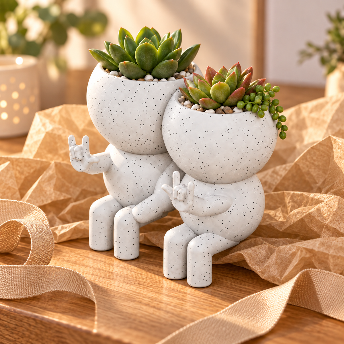 Love Signs couple planter gift presentation
