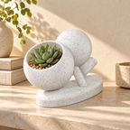 Balancing Act crow pose yoga planter editorial scene