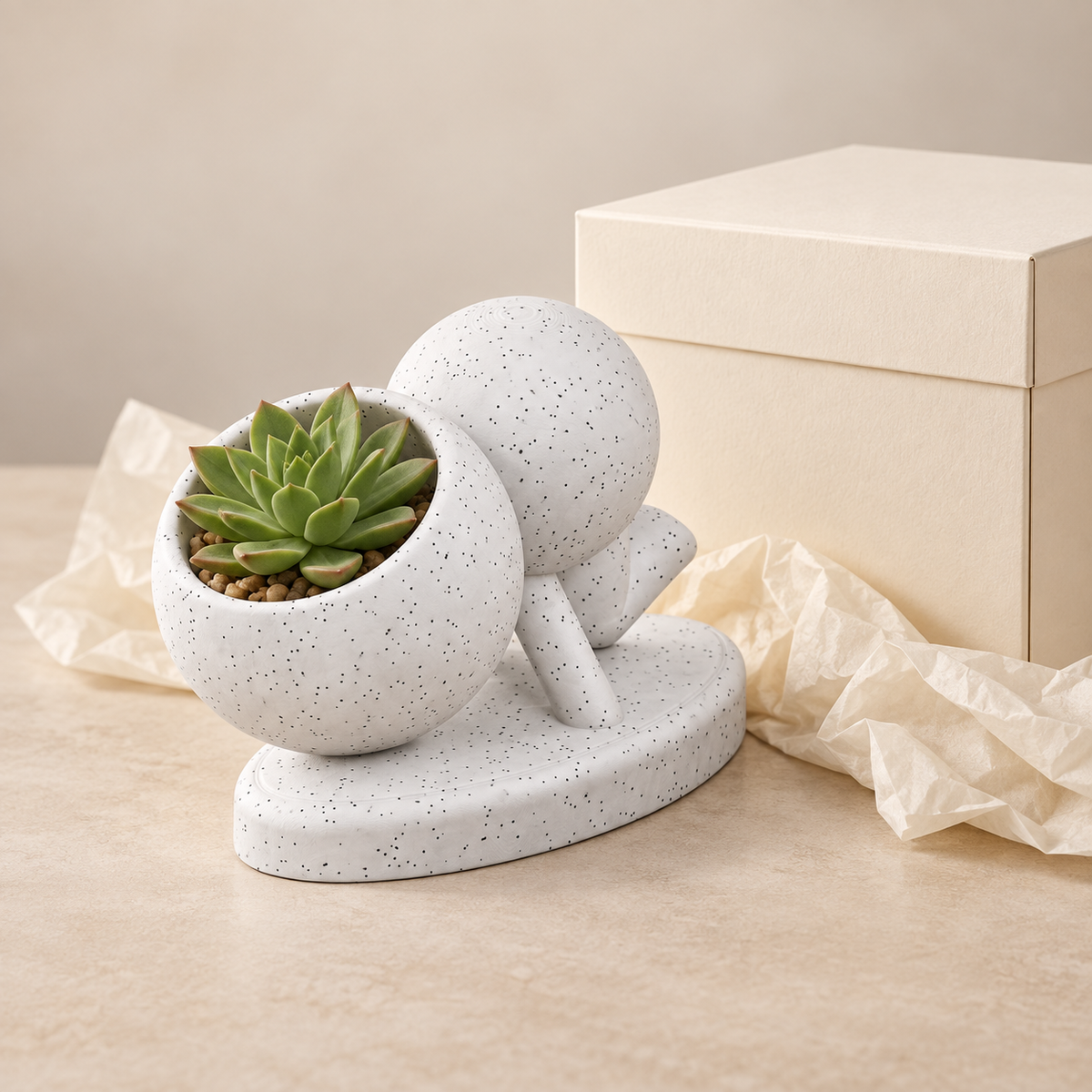 Balancing Act crow pose yoga planter gift scene
