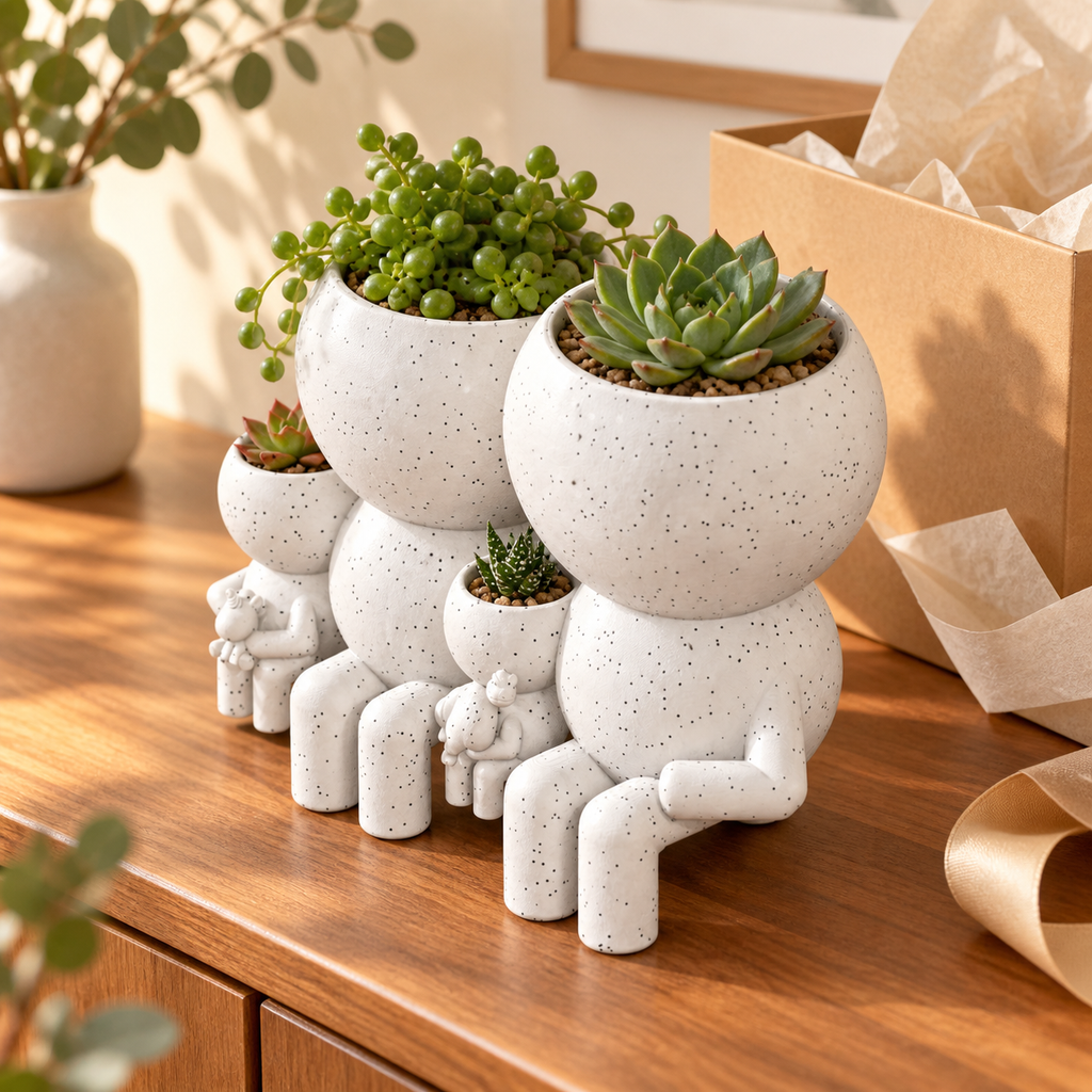 Four Moss family planter gift presentation image