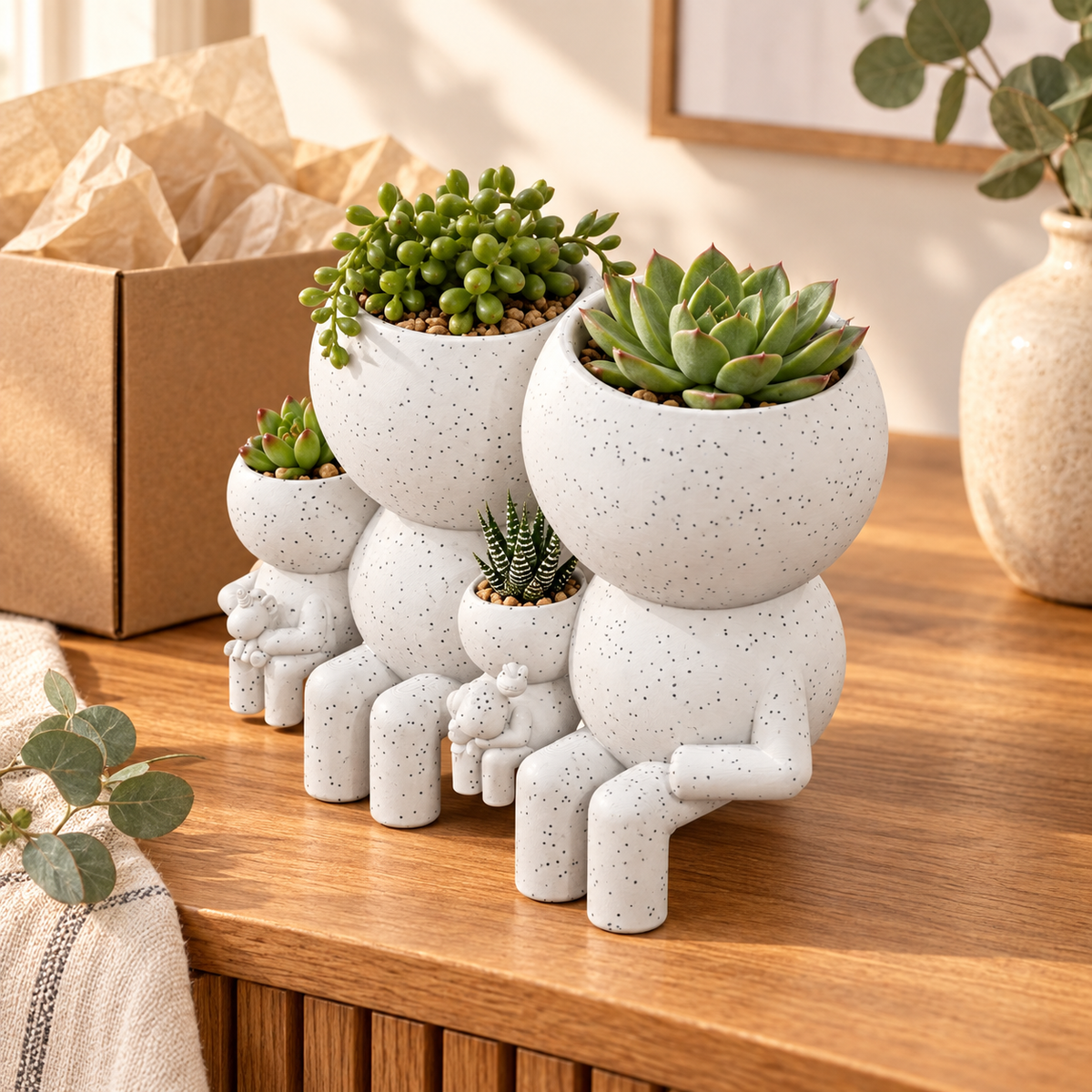 Gather Moss family planter gift presentation image