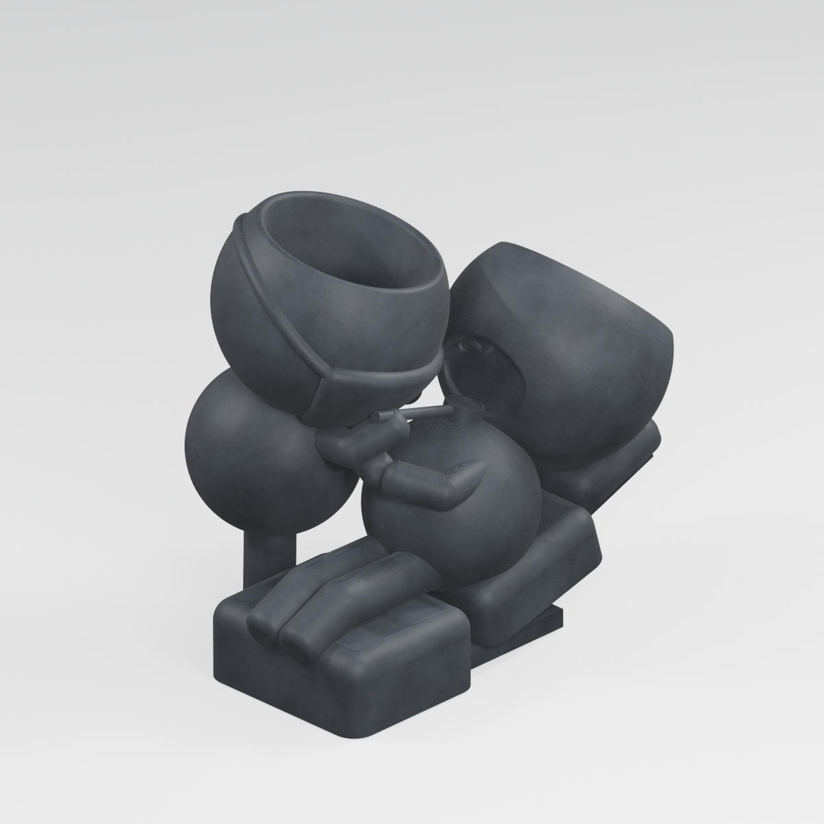 Dr. Molar’s Checkup dentist planter in Charcoal Black finish