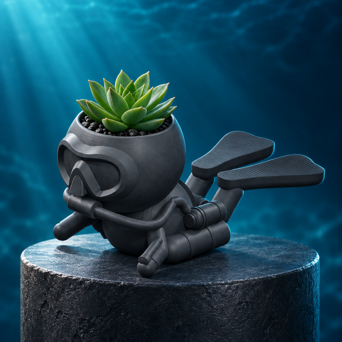 Diver Finn: Scuba Diver Planter editorial view