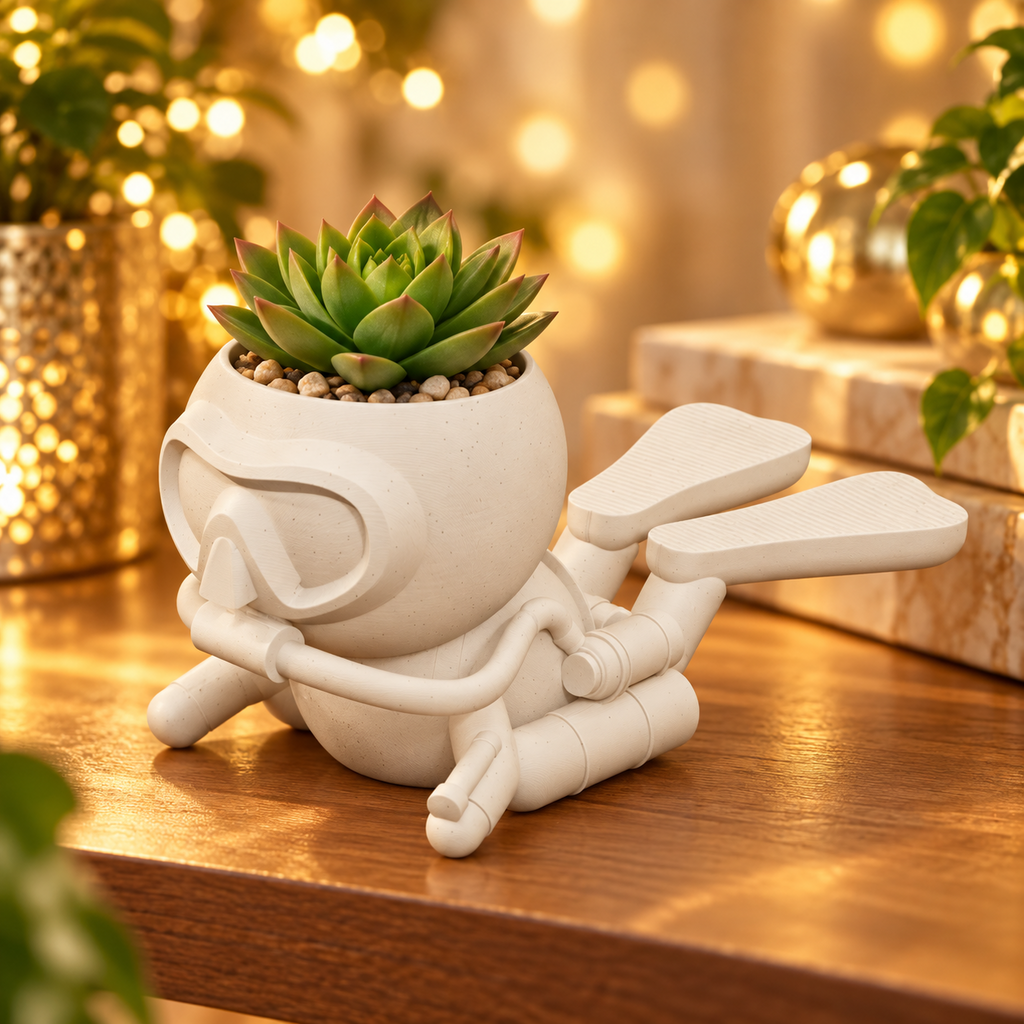 Diver Finn: Scuba Diver Planter gift presentation