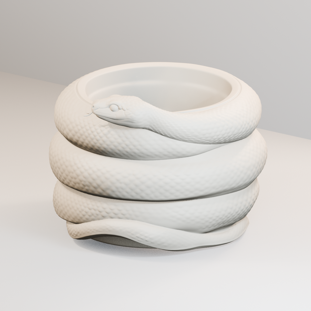 Coiled Snake Planter in Ivory White finish