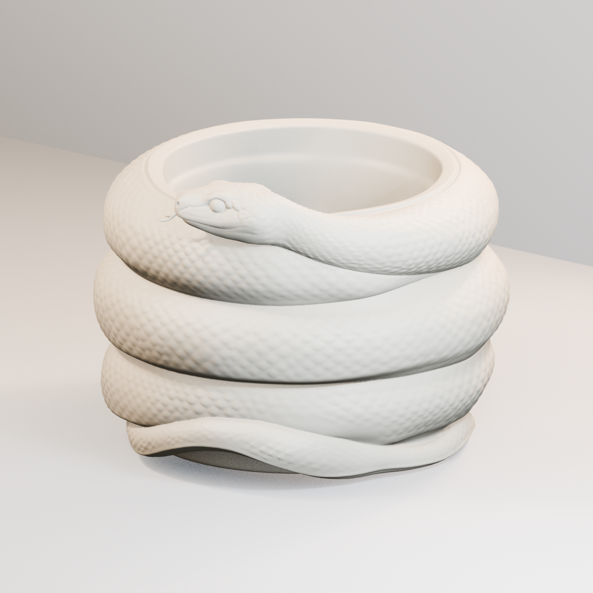 Coiled Snake Planter in Ivory White finish