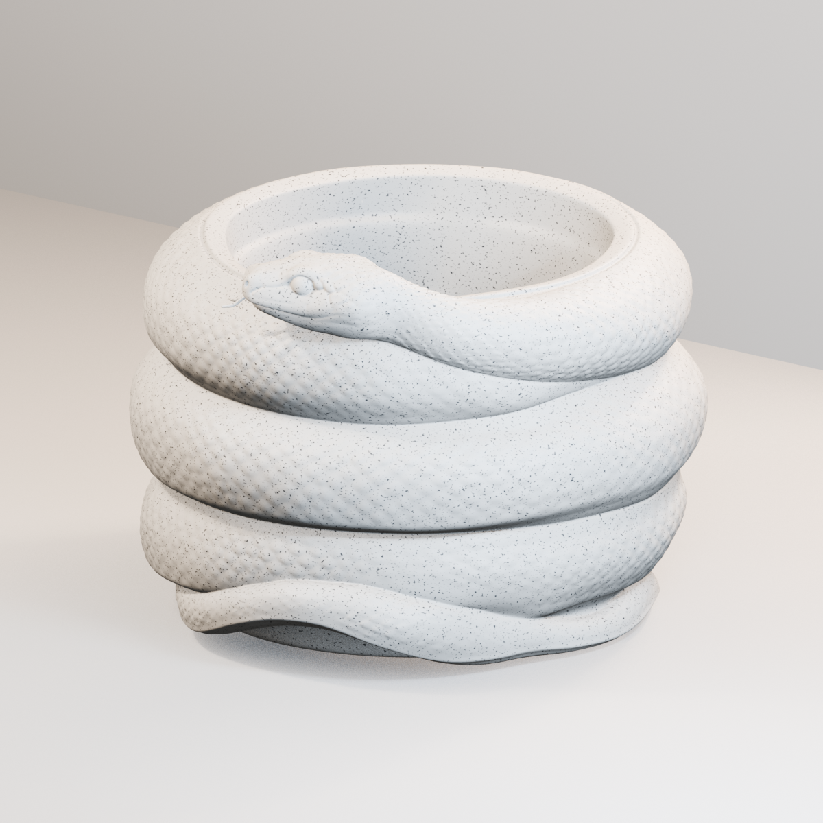 Coiled Snake Planter in Marble White finish