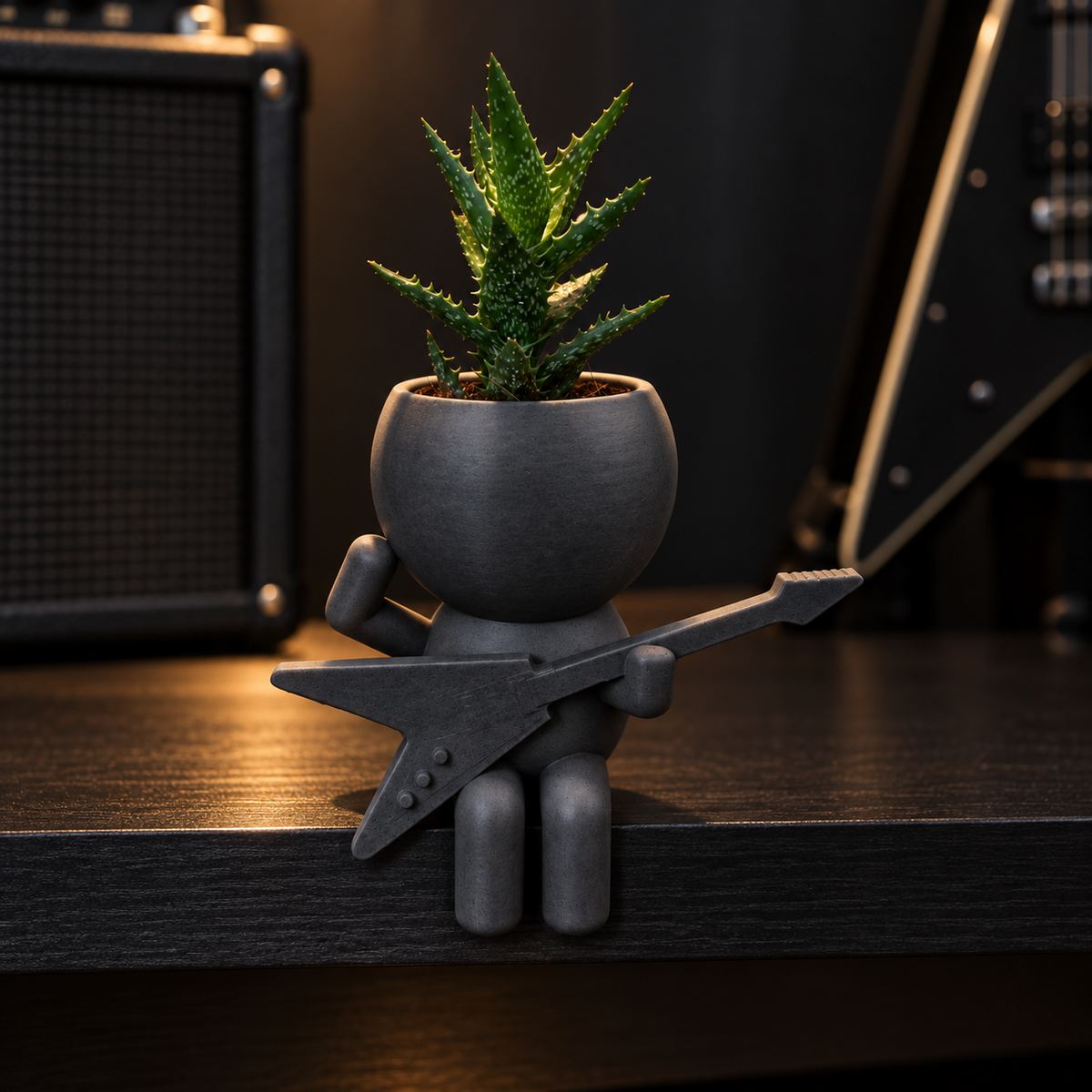 Vee Sprout Turns It Up | Flying V Guitar Planter editorial view