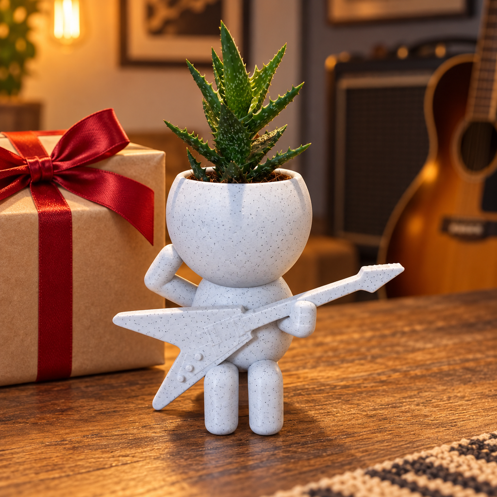 Vee Sprout Turns It Up | Flying V Guitar Planter gift presentation