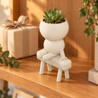 Vault Sticks the Landing gymnast planter in Ivory White, styled gift scene