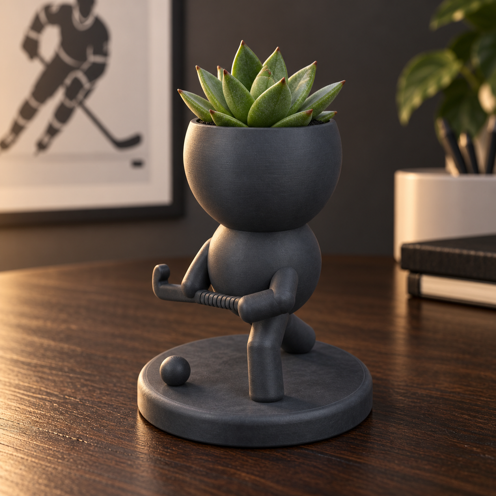 Slapshot Sprout Takes the Ice | Hockey Player Planter editorial view