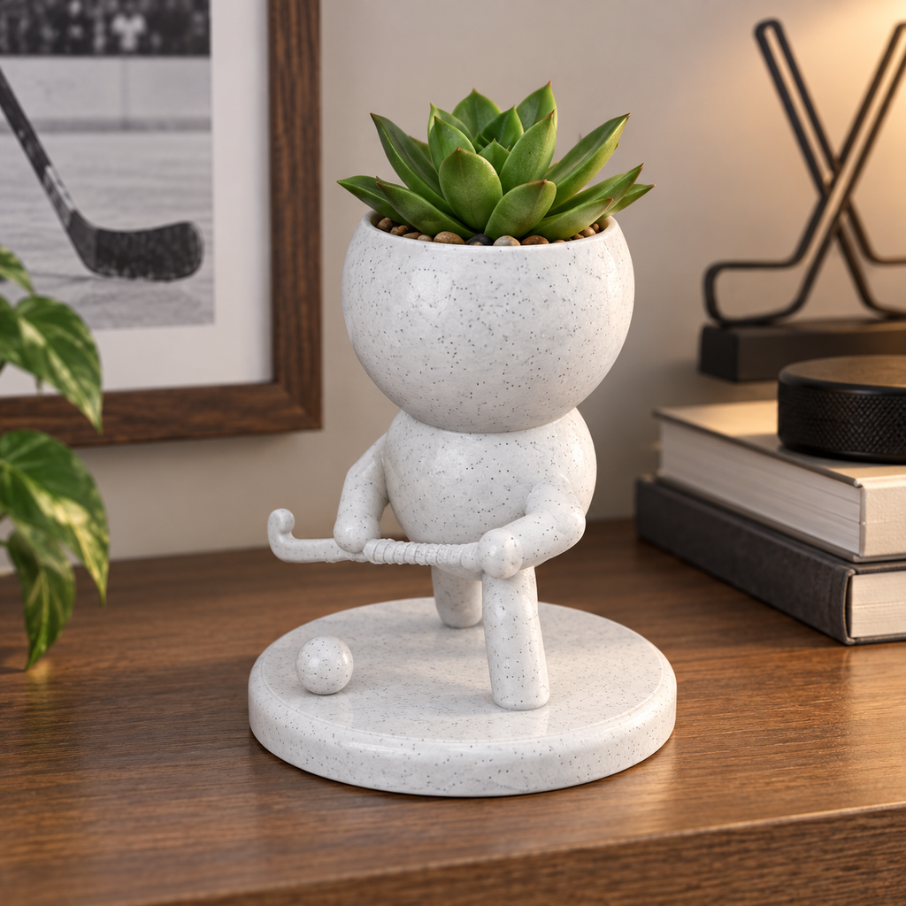 Slapshot Sprout Takes the Ice | Hockey Player Planter hero lifestyle view