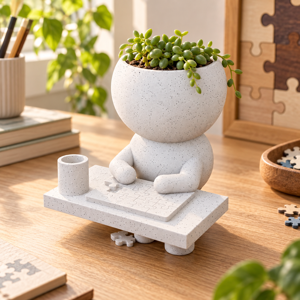 Piecekeeper Finds the Fit jigsaw puzzle planter hero lifestyle view