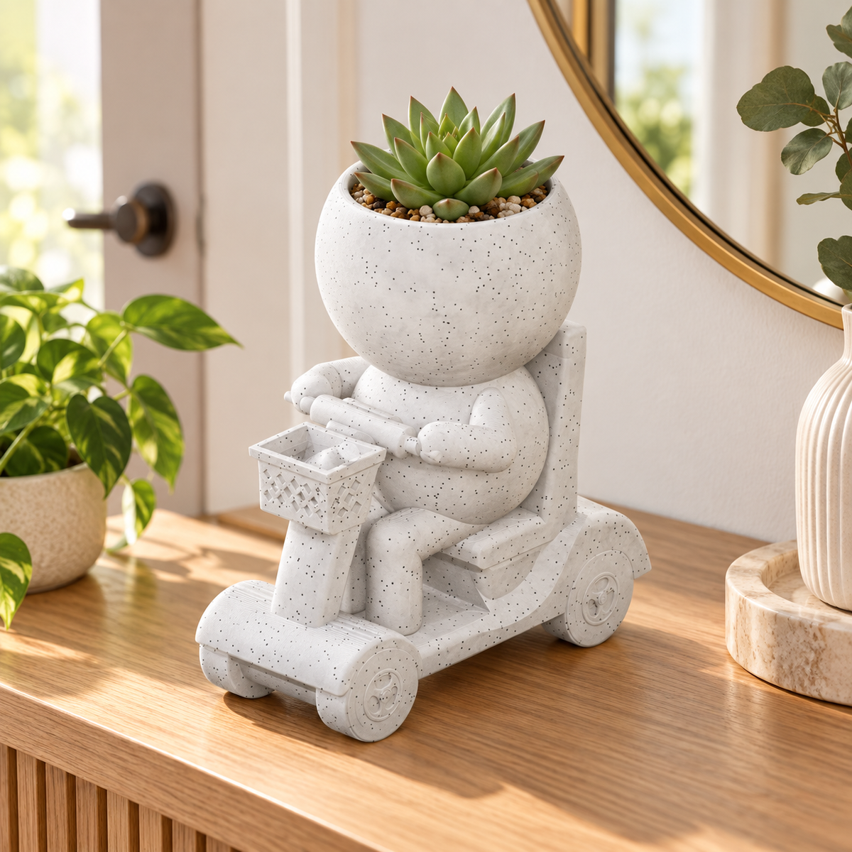 Rollie Rolls in Style | Mobility Scooter Planter hero lifestyle view