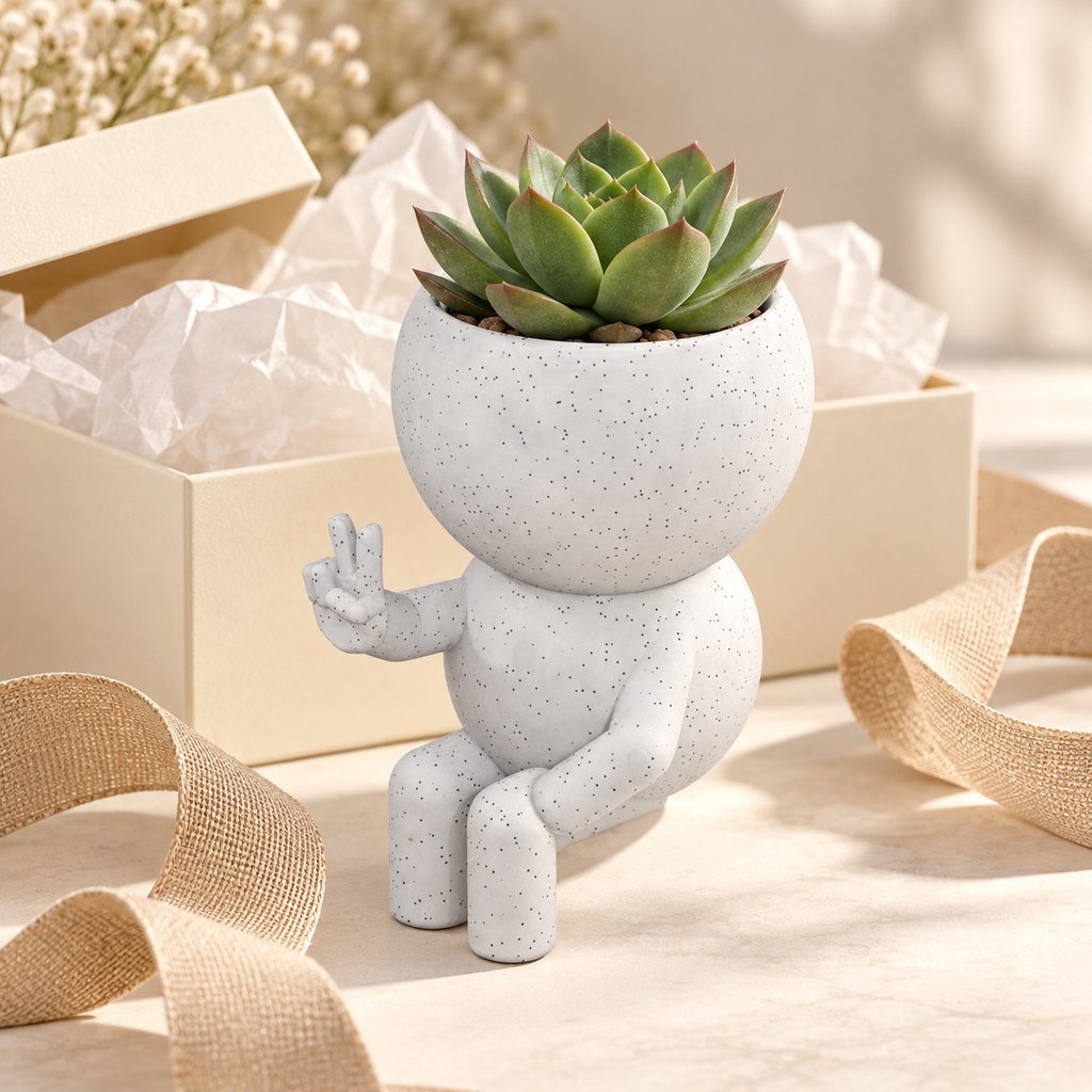 Peace Sign Planter gift presentation