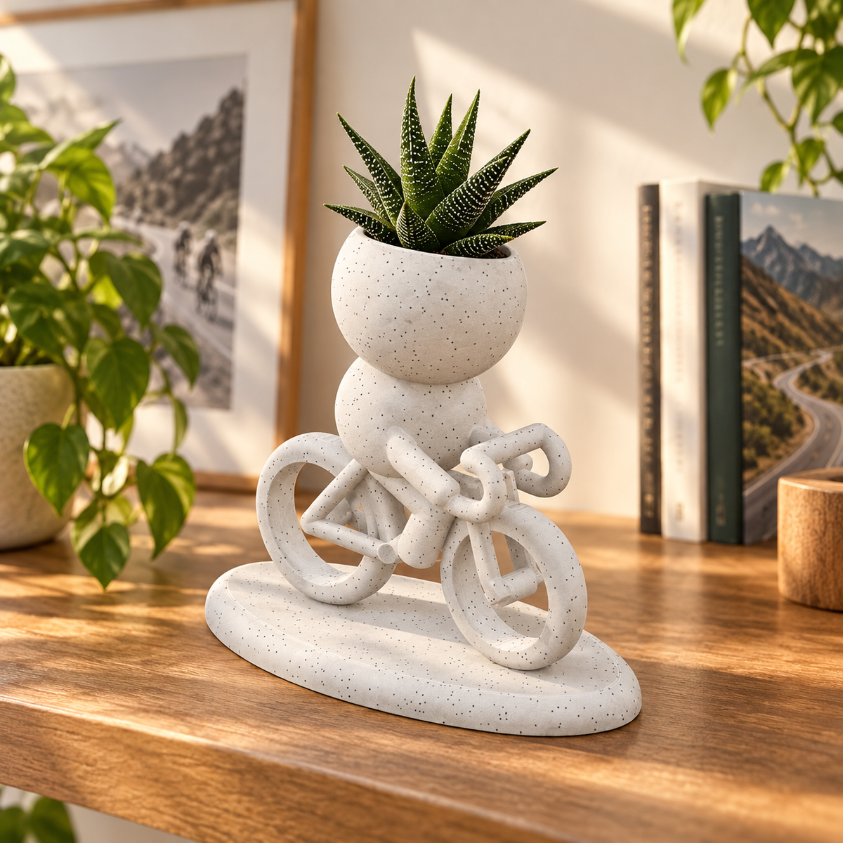 Cadence Rides On racing cyclist planter hero lifestyle view