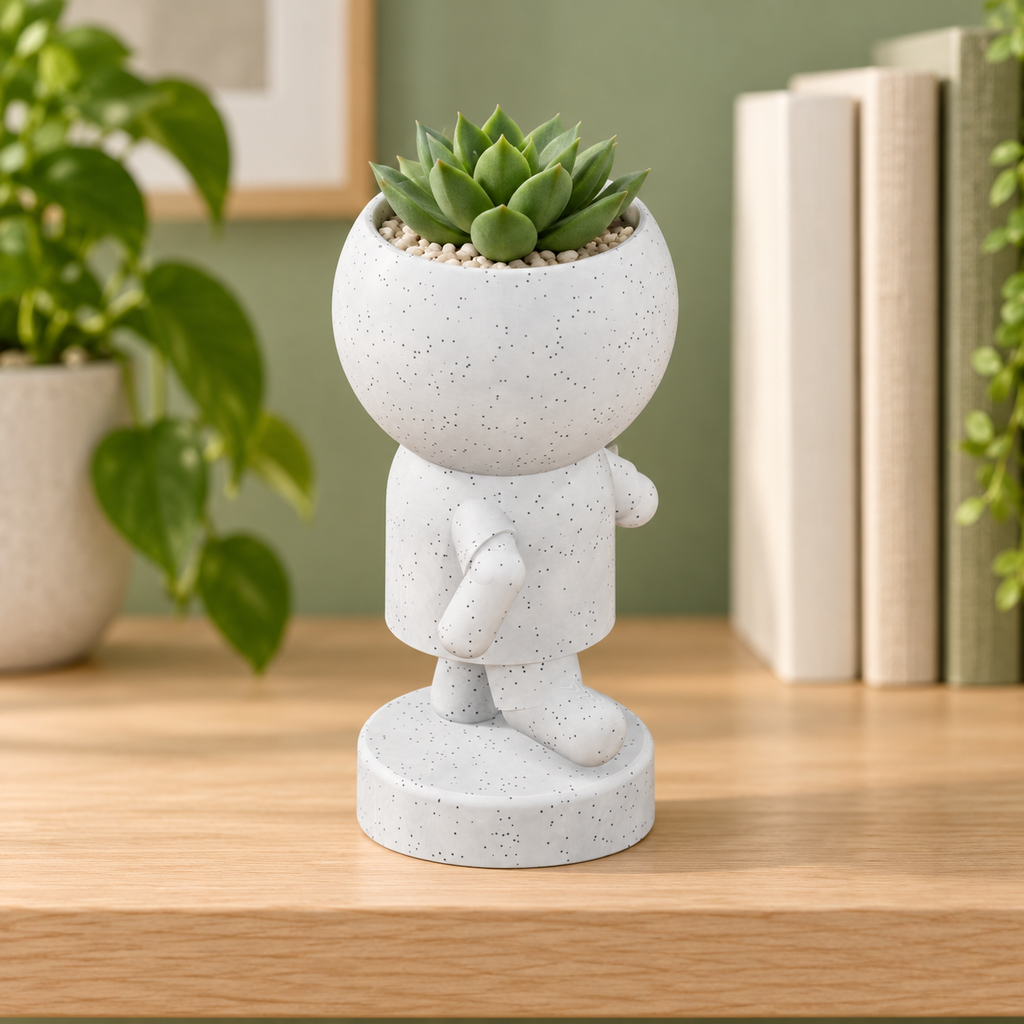 Try Fern rugby planter editorial lifestyle view in Marble White