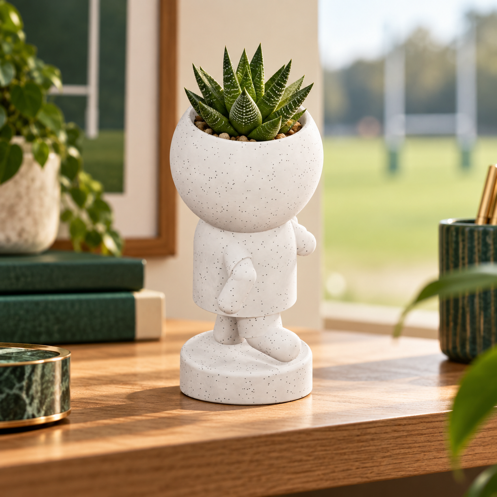 Try Fern rugby planter hero lifestyle view in Marble White