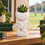 Try Fern rugby planter hero lifestyle view in Marble White