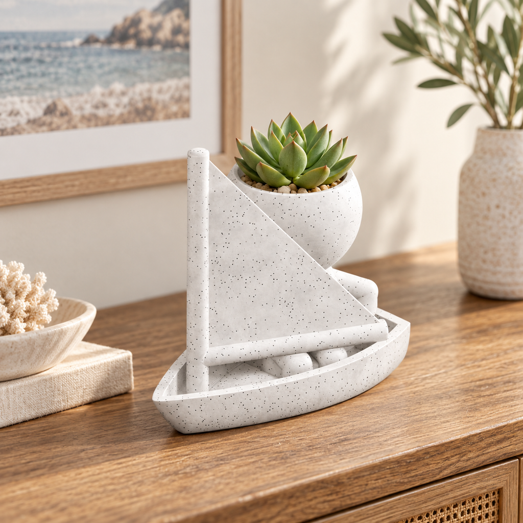 Skipper Sailboat Planter editorial view