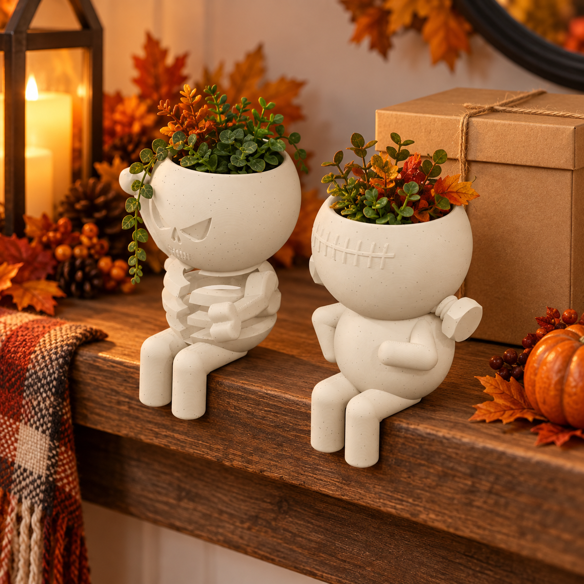 Gift presentation image of Bone and Bolt Planter Pair