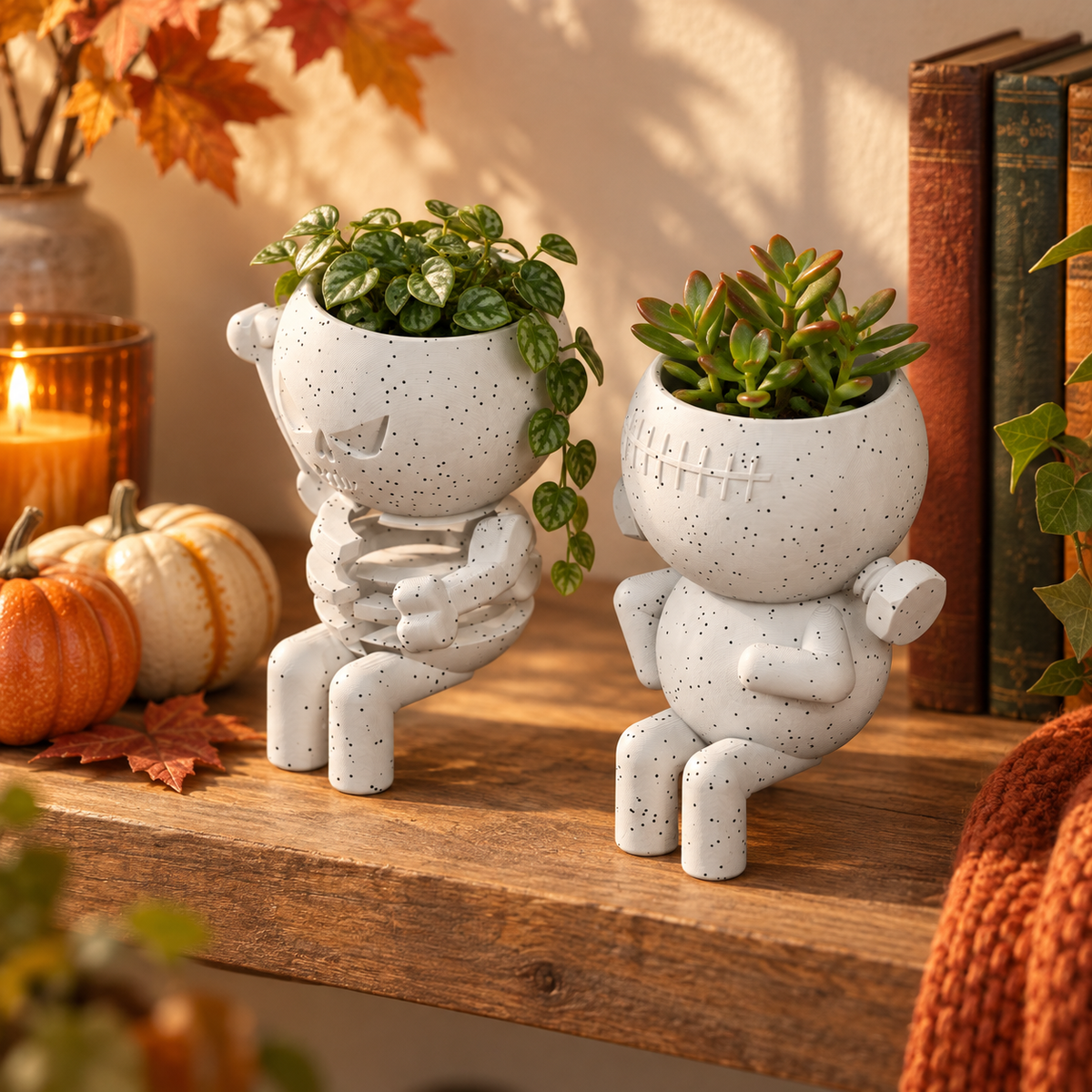 Hero lifestyle image of Bone and Bolt Planter Pair