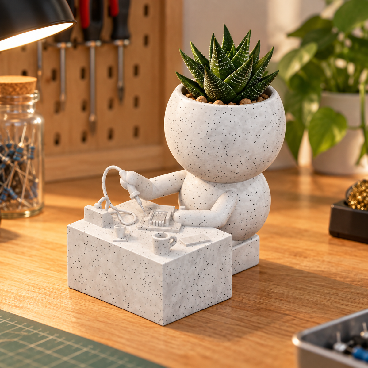 Flux Soldering Planter hobby workbench view