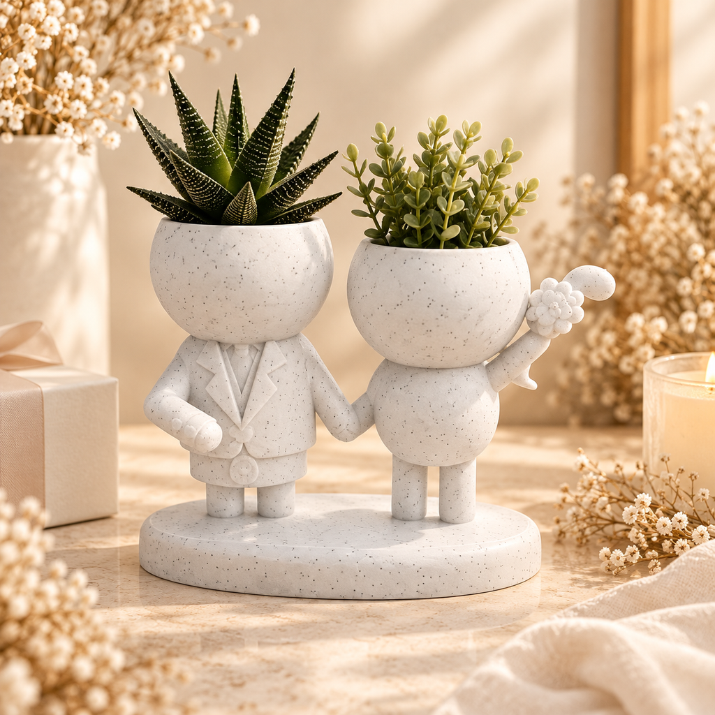 Moss and Marrow wedding planter hero lifestyle view in Marble White