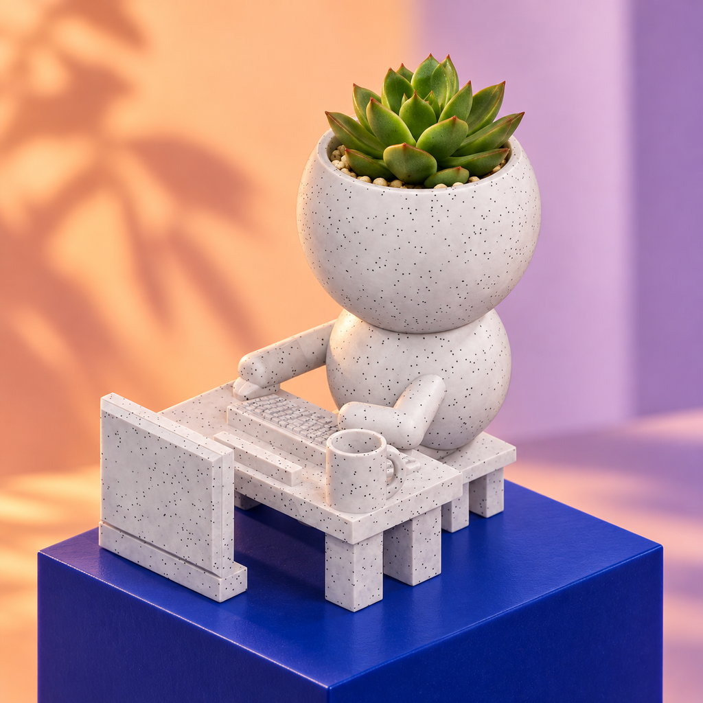 Ctrl + Sprout Logs On | Work From Home Planter editorial view