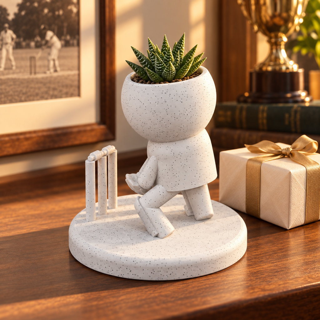 Keeper Kip's Big Save: Cricket Wicket Keeper Planter gift presentation