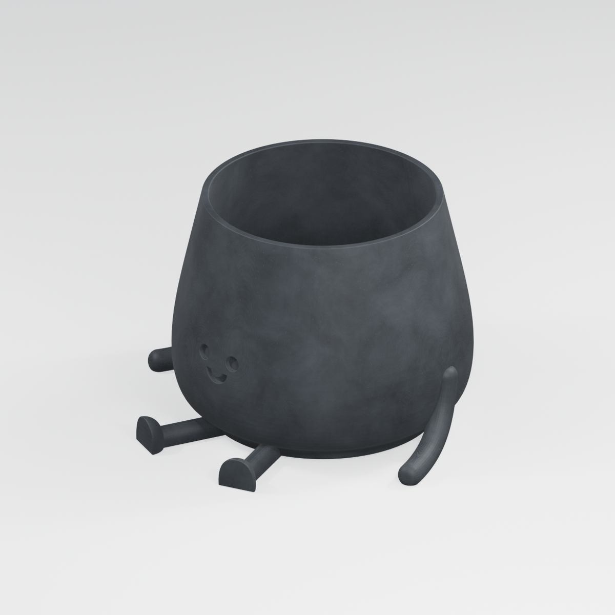 Sunny Happy Face Planter in Charcoal Black finish