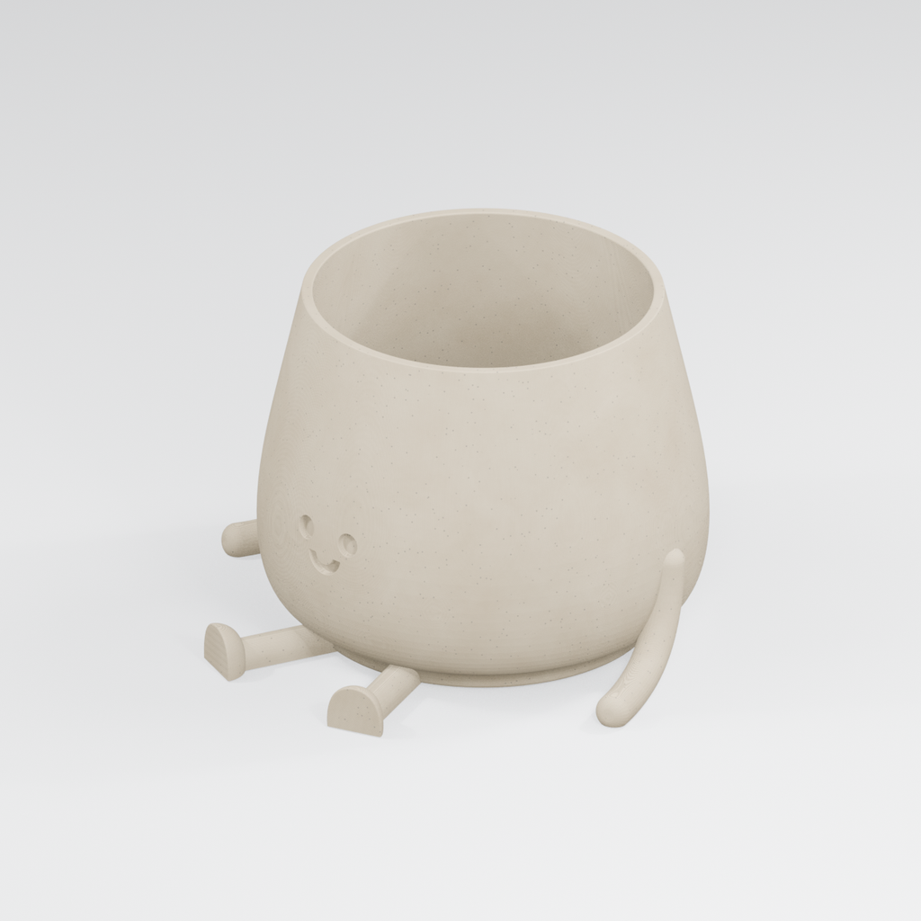 Sunny Happy Face Planter in Ivory White finish