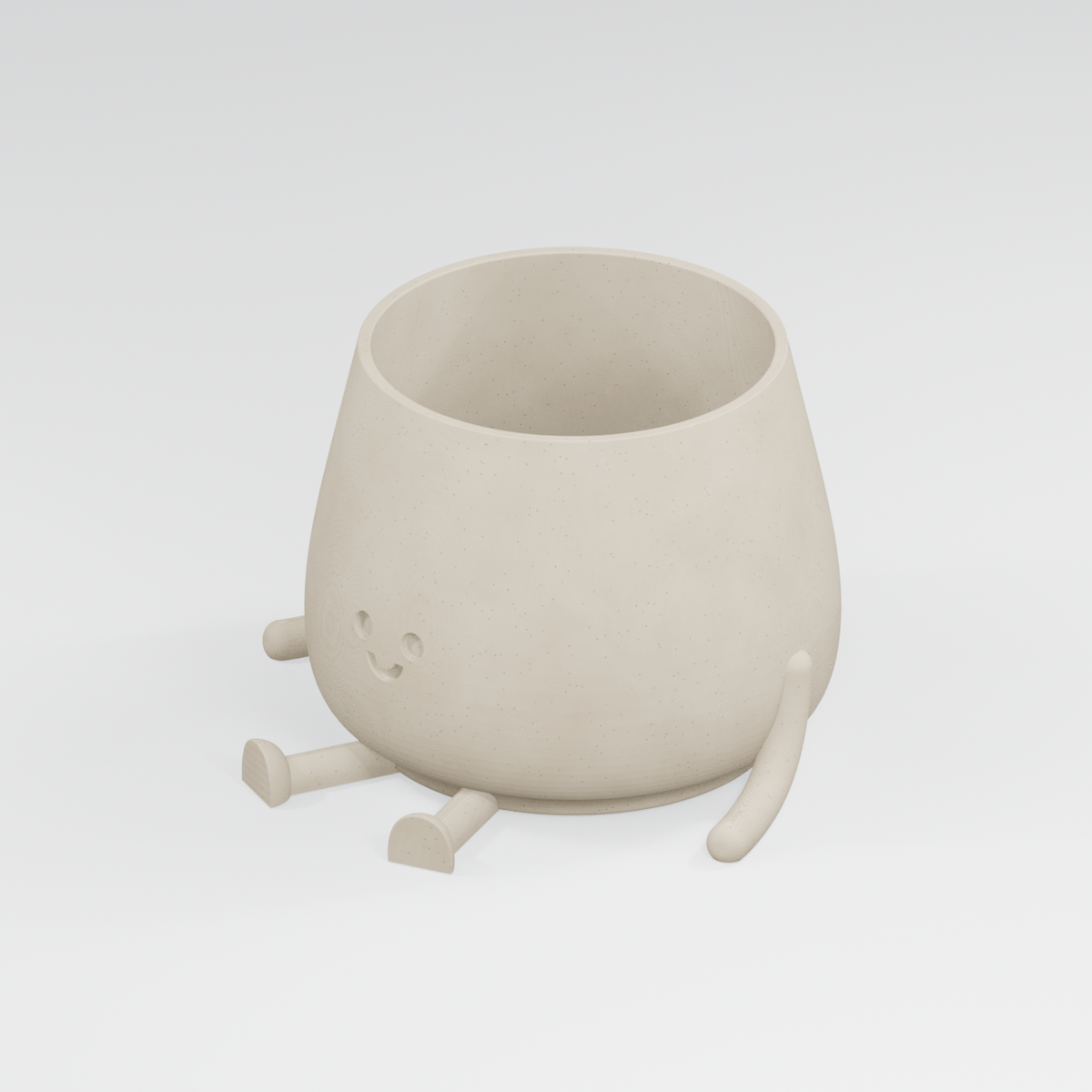 Sunny Happy Face Planter in Ivory White finish