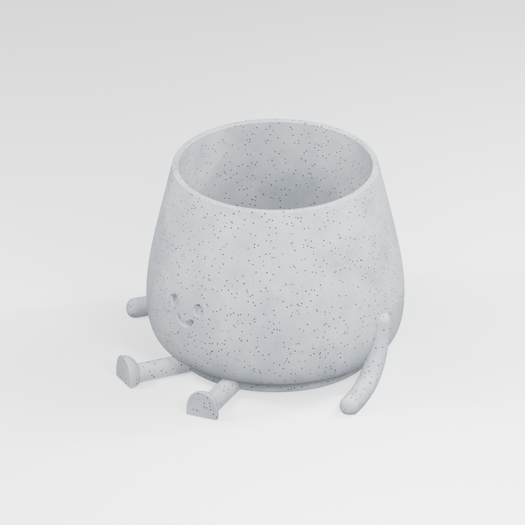 Sunny Happy Face Planter in Marble White finish
