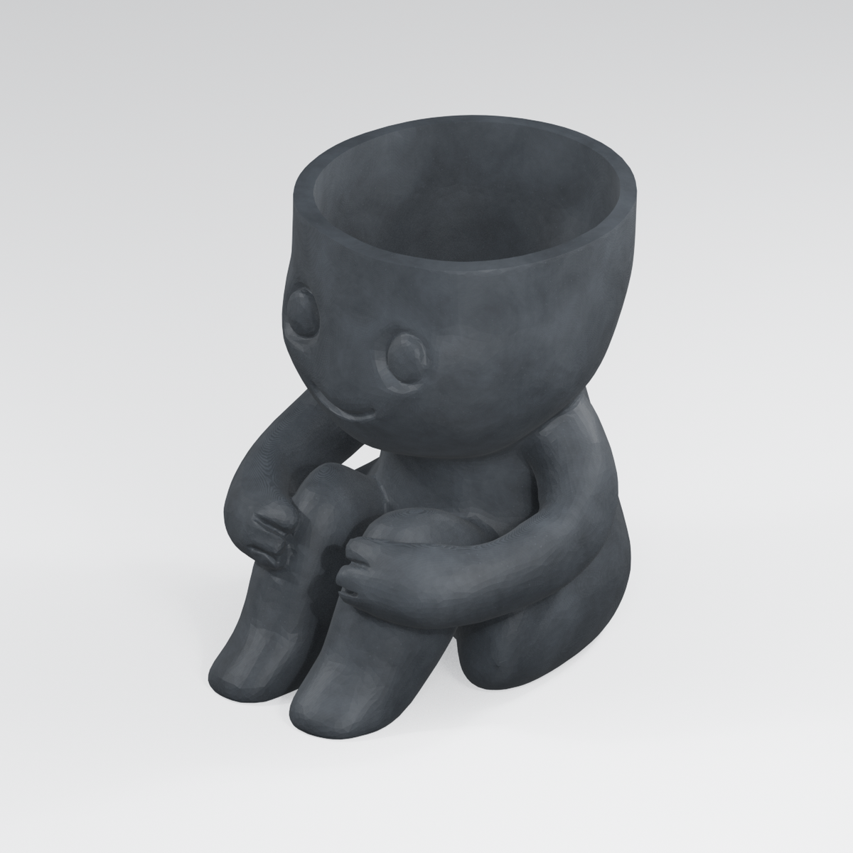 Knee Hug Planter Pal in Charcoal Black finish