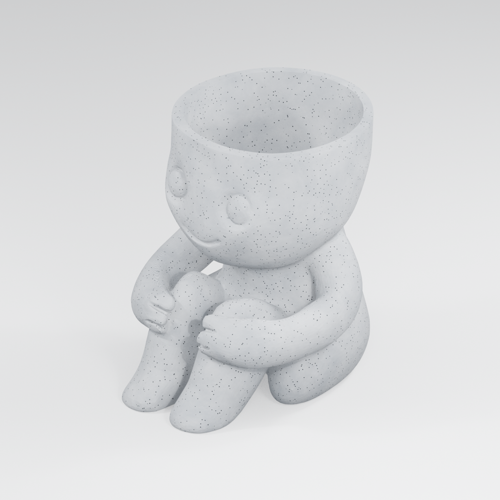 Knee Hug Planter Pal in Marble White finish